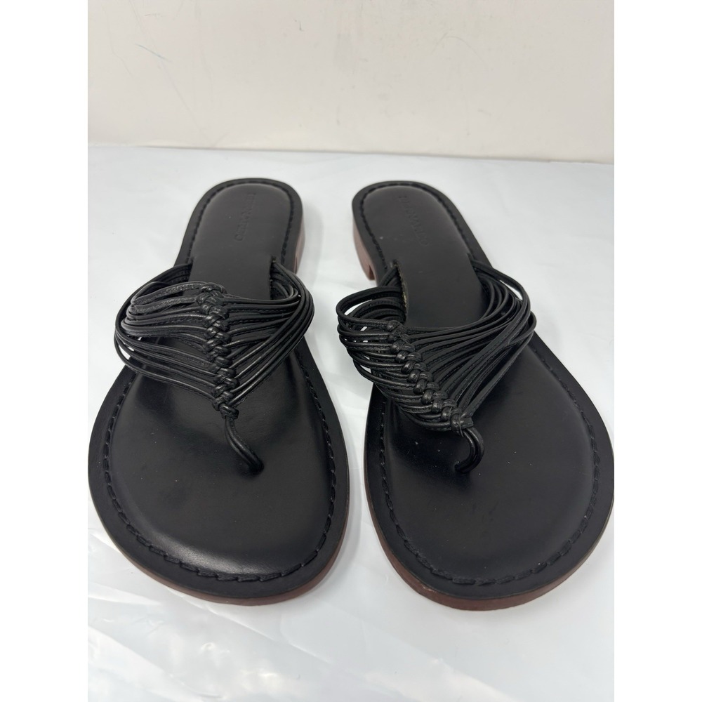 Bernardo Miami Leather Thong Sandals Black Knotted Strappy Women 11 M